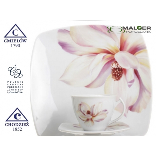 Komplet talerzy dla 6 osób / 18 części dek: E604 Peonia AKCENT