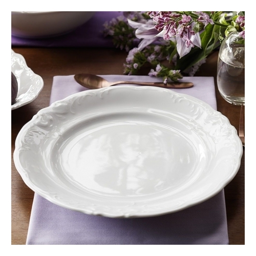 Talerz płytki 24 cm dek: C001 Biała FRYDERYKA
