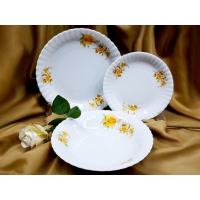 Komplet talerzy dla 6 osób / 18 części dek: 973 Golden Rose IWONA