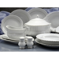 Serwis obiadowy z porcelany dla 12 osób / 45 części dek: 074 Platynowa Linia IWONA