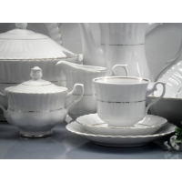 Serwis obiadowy z porcelany dla 12 osób / 45 części dek: 074 Platynowa Linia IWONA