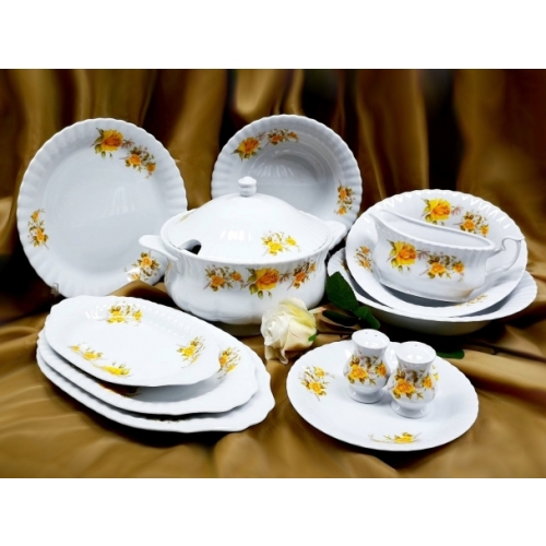 Serwis obiadowy dla 12 osób / 45 części dek: 973 Golden Rose IWONA