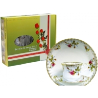 Serwis do kawy dla 6 osób / 12 części dek: 001 Róża Złota IWONA GIFT BOX