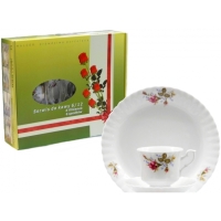Serwis do kawy dla 6 osób / 12 części dek: 002 Róża bez Złota IWONA GIFT BOX