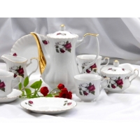 Serwis kawowy dla 6 osób / 12 części dek: 909 Angielska Róża IWONA GIFT BOX