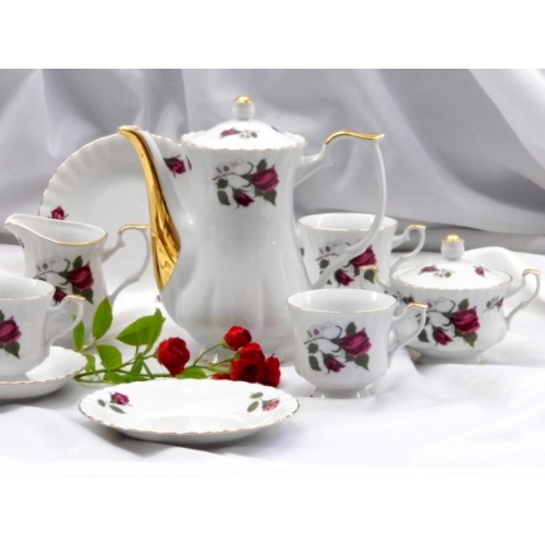 Serwis kawowy dla 6 osób / 12 części dek: 909 Angielska Róża IWONA GIFT BOX