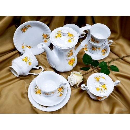 Serwis do kawy dla 6 osób / 21 części dek: 973 Golden Rose IWONA