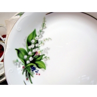 Talerz płytki 24 cm dek: 080 Kwiat Konwalii KAMELIA