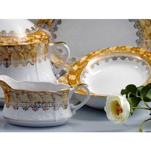 Półmisek owalny 38 Brown & Gold KAMELIA