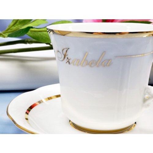 Filiżanka ze spodkiem 250 ml Twoje Imię dek: 778 KAMELIA