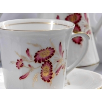 Bulionówka 300 ml ze spodkiem Margaretka Purpurowa KAMELIA 12/24