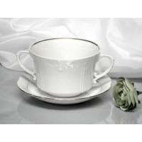 Bulionówka 400 ml ze spodkiem dek: 074 Platynowa Linia KAMELIA 12/24