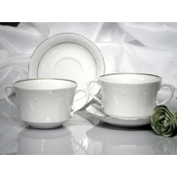Bulionówka 400 ml ze spodkiem dek: 074 Platynowa Linia KAMELIA 12/24