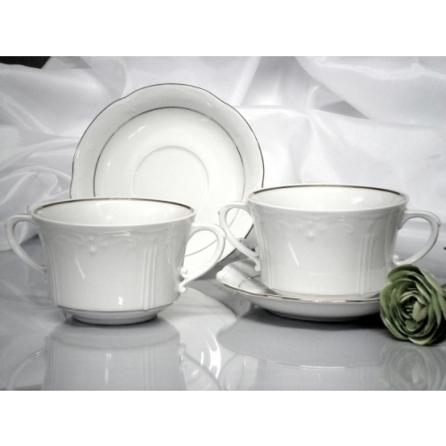 Bulionówka 400 ml ze spodkiem dek: 074 Platynowa Linia KAMELIA 12/24