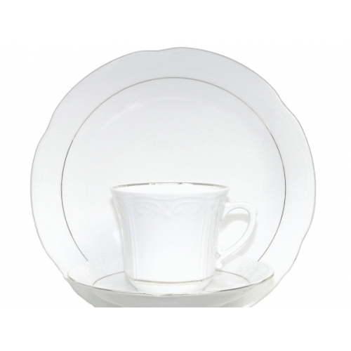 Serwis obiadowy z porcelany dla 6 osób / 27 części dek: 074 Platynowa Linia KAMELIA