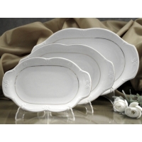 Serwis obiadowy z porcelany dla 12 osób / 45 części dek: 074 Platynowa Linia KAMELIA
