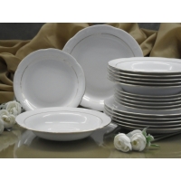 Serwis obiadowy z porcelany dla 12 osób / 45 części dek: 074 Platynowa Linia KAMELIA