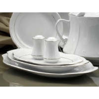 Serwis obiadowy z porcelany dla 12 osób / 45 części dek: 074 Platynowa Linia KAMELIA