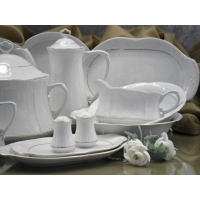 Serwis obiadowy z porcelany dla 12 osób / 45 części dek: 074 Platynowa Linia KAMELIA