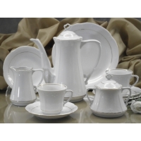 Serwis obiadowy z porcelany dla 12 osób / 45 części dek: 074 Platynowa Linia KAMELIA