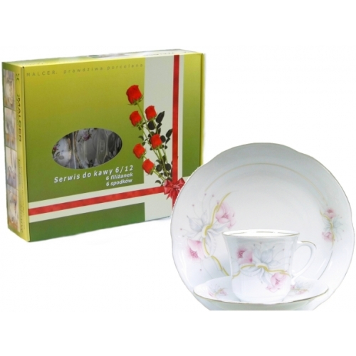 Serwis do kawy dla 6 osób / 12 części dek: 081 Złota Wstążka KAMELIA GIFT BOX