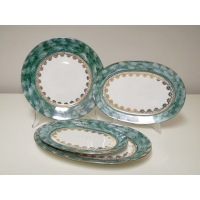 Komplet półmisków 24,28,33 cm dek: 015 Green & Gold ZUZANNA  WYPRZEDAŻ