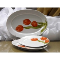 Komplet półmisków owalnych 24, 28, 33 cm dek: 088 Tulipan ASTRA