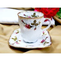 Kubek 300 ml ze spodkiem Róża Złota ROMANTICA