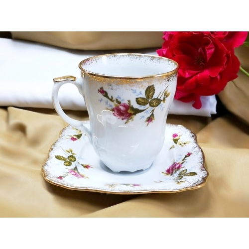 Kubek 300 ml ze spodkiem Róża Złota ROMANTICA