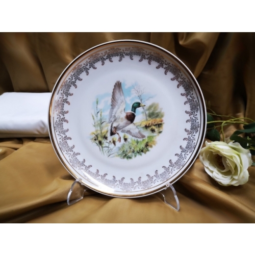 Patera 22 cm + stojak dek: Myśliwska ATELIER kaczka gat.3  WYPRZEDAŻ