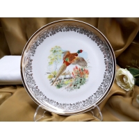 Patera 22 cm + stojak dek: 039 Myśliwska ATELIER bażant  WYPRZEDAŻ