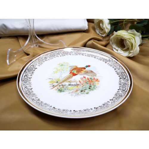 Patera 22 cm + stojak dek: 039 Myśliwska ATELIER bażant  WYPRZEDAŻ