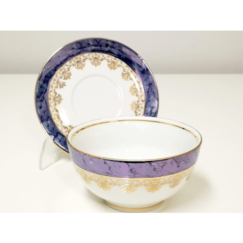 Flaczarka 350 ml ze spodkiem dek: 013 Blue & Gold AURORA 12/24