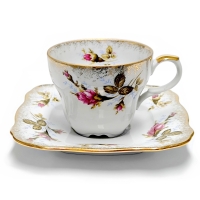 Filiżanka 220 ml ze spodkiem Róża Złota ROMANTICA