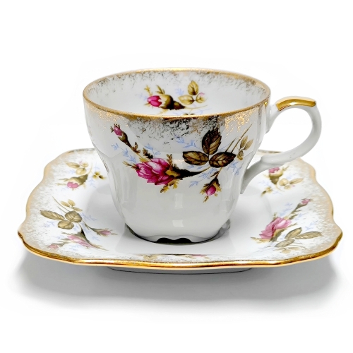 Filiżanka 220 ml ze spodkiem Róża Złota ROMANTICA