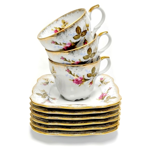 Filiżanka 220 ml ze spodkiem Róża Złota ROMANTICA