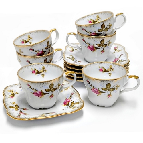 Filiżanka 220 ml ze spodkiem Róża Złota ROMANTICA